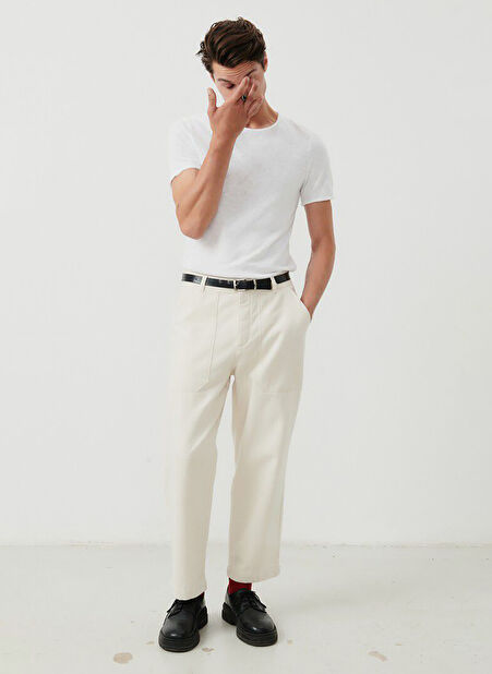 Beyaz Erkek Standart Kalıp T-Shirt MSON25TGE25BLANC -1