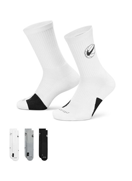 DA2123-902 U NK ED CREW BBALL 3PR 1 Çok Renkli Unisex Spor Çorap -1