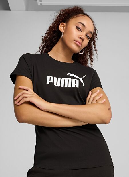 68237001 ESS No. 1 Logo Tee PUMA Bl Siyah Yuvarlak Yaka Regular Fit Baskılı Kadın T-Shirt -1