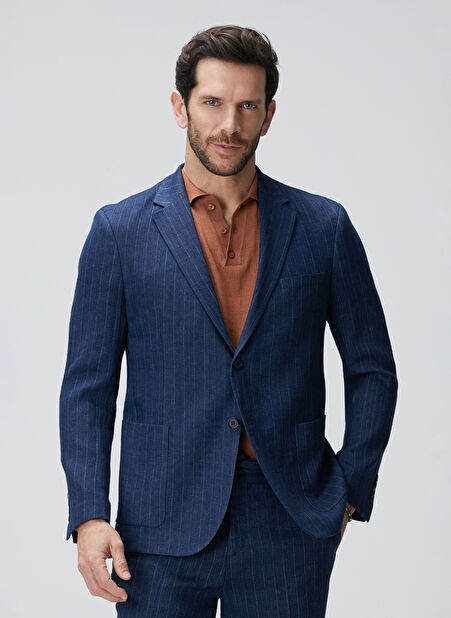 Network Slim Fit Lacivert Erkek Ceket 1093931 -1