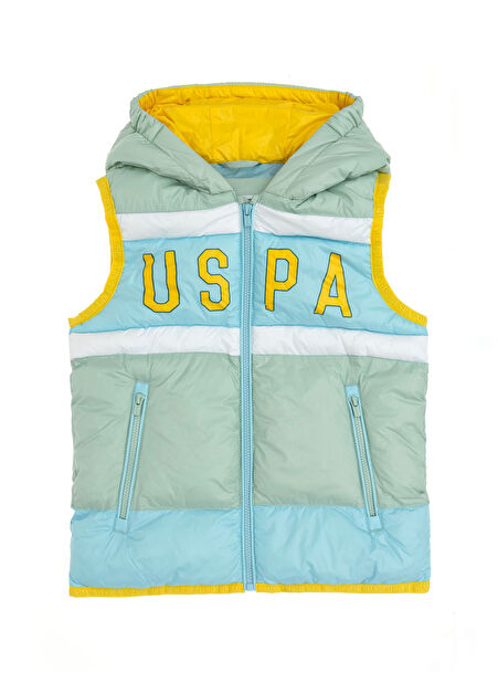 U.S. Polo Assn. Baskılı Su Yeşili Erkek Çocuk Yelek CHILY -1