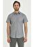 Gri Slim Fit Desenli 100% Pamuk Kısa Kol Spor Gömlek