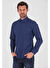 Lacivert Slim Fit Baskılı Pamuklu Uzun Kol Spor Gömlek