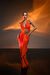 Turuncu Cut Out Detaylı Maxi Elbise