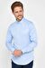 Slim Fit Uzun Kollu Kolay Ütü Teri Emen Nefes Alan Doku Kravatlık Dört Mevsim Mavi Erkek Gömlek