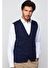 Slim Fit Kare Desenli Lacivert Erkek Yelek