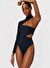 Kadın Siyah Bel Pencereli Dik Yaka Tasarım Bodysuit