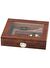 Cedar Alman Camlı Puro Kutusu Humidor Seti Kahve 15's