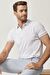 Erkek Beyaz Slim Fit Dar Kesim Kıvrılmaz Polo Yaka Kısa Kollu Tişört