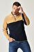 Erkek Karamel-Lacivert Standart Fit Dik Yaka İçi Polarlı Çift Renk Polar Sweatshirt