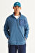 Erkek İndigo Oversize Bol Kesim Bato Yaka Cep Detaylı Fermuarlı Soğuk Geçirmez Polar Sweatshirt