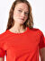 Fabrika Kırmızı Kadın Bisiklet Yaka Basic T-Shirt TENGIZ