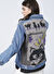 Flux Design Factory  Gömlek Yaka Uzun Kollu  Boyfriend Desenli Antrasit Kadın Denim Ceket