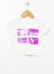 Mammaramma Ekru Kız Bebek Bisiklet Yaka Kısa Kollu Baskılı T-Shirt 22SG-61   