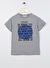 Limon Gri Melanj Erkek Çocuk Bisiklet Yaka Oversize Baskılı T-Shirt MORESO BOY-23  