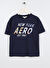 Aeropostale Lacivert Erkek Çocuk Bisiklet Yaka Oversize Baskılı T-Shirt 23SAB-41  
