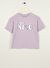 Limon Lila Kız Çocuk Bisiklet Yaka Kısa Kollu Varaklı T-Shirt HELP GIRL-23  