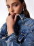 Fabrika İndigo Kadın Oversize Taşlı Denim Ceket F4SL-MNT0537  