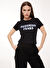 Moschino Jeans Bisiklet Yaka Baskılı Siyah Kadın T-Shirt A0701