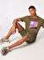 Discovery Expedition Haki Erkek Bisiklet Yaka Relaxed Baskılı T-Shirt D4SM-TST3265 