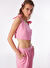 Barbie Pembe Kız Çocuk Kare Yaka Crop Nakışlı Bluz BRB4SL-BLZ6076