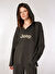 Jeep Haki Kadın Kapüşonlu Oversize Baskılı Sweatshirt C4WL-SWT4420