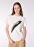 Mustang Ekru Kadın Relaxed Varaklı T-Shirt M4WL-TST-1963 