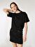 Mustang Siyah Kadın Loose Fit Baskılı T-Shirt M4WL-TST-1098 