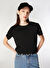 Mustang Siyah Kadın Basic Nakışlı T-Shirt M4WL-TST-1903 