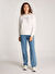 Calvin Klein Jeans Beyaz Kadın Yuvarlak Standart Baskılı Sweatshirt INSTITUTIONAL GRAPHIC REG CN 