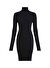 Calvin Klein Jeans Balıkçı Yaka Siyah Kadın Elbise WOVEN LABEL TIGHT SWEATER DRESS