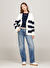 Tommy Jeans V Yaka Çizgili Beyaz Kadın Hırka TJW RWB BACK FLAG CARDIGAN EXT