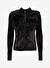 Guess Siyah Kadın Dik Normal Desenli Kazak LS FUR MIX ZIP FRNT - ECO VISCOSE B 