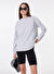 People By Fabrika Gri Melanj Kadın Bisiklet Yaka Loose Fit Baskılı Sweatshirt PBF4WL-SWT5631