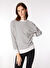 People By Fabrika Beyaz - Siyah Kadın Bisiklet Yaka Loose Fit Çizgili Sweatshirt PBF4WL-SWT5556