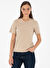 Pierre Cardin Bej Kadın Slim Fit Düz T-Shirt SIMO 