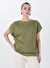 Fabrika Comfort Haki Kadın Relaxed İşlemeli T-Shirt FC5SL-TST0206