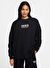 Nike Siyah Kadın Yuvarlak Bol Kesim Baskılı Sweatshirt HM4318-010 W NSW FLC OS CREW GLS 