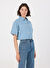 Fabrika Mavi Kadın Gömlek Crop Taşlı Denim Gömlek F5SL-GML0167