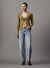 Calvin Klein Jeans Yeşil Kadın Kare Standart Düz Kazak J20J224805LFF 