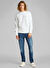 Calvin Klein Jeans Beyaz Erkek Sweatshirt J30J327115YAF WOVEN LABEL CREW NECK