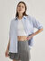 Mavi Kırık Beyaz Kadın Klasik Regular Fit Çizgili Gömlek M1211066-89326_UZUN KOLLU GÖMLEK