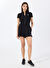 Guess V5GP25KCRS2JBLK CROCUS ZIP TEE Siyah Polo Standart Desenli Kadın T-Shirt