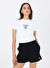 Guess V4YI20KCDH1G011 COLETTE CROP TEE Beyaz Yuvarlak Box Fit Desenli Kadın T-Shirt