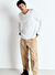 American Vintage Beyaz Erkek V Yaka Oversize T-Shirt MSON02FGE25BLANC