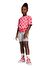 Adidas Pembe - Gri Kız Çocuk Baskılı Tayt Takımı JF3646-LG DY MI T SET