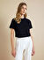Brooks Brothers Siyah Kadın Standart T-Shirt Bisiklet Yaka Arkası Fermuarlı T-sh