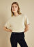 Brooks Brothers Bej Kadın Standart T-Shirt Bisiklet Yaka Oversize T-shirt