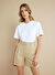 Brooks Brothers Beyaz Kadın Standart T-Shirt Bisiklet Yaka Oversize T-shirt