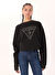 Guess Siyah Kadın Yuvarlak Standart Düz Sweatshirt GO VINTAGE TRIANGLE - ORGANIC CO RE